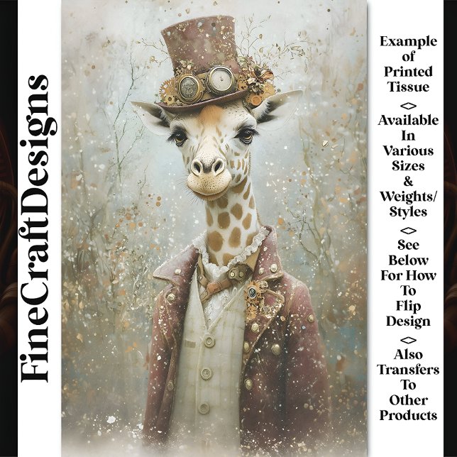 Viktorianisch Steampunk Giraffe, Top Hat CA4 Decou Seidenpapier (Von Creator hochgeladen)
