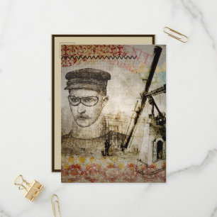 Viktorianisch Steampunk Inventor Scientist Telesco Einladungspostkarte