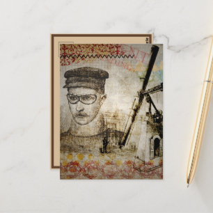 Viktorianisch Steampunk Inventor Scientist Telesco Postkarte
