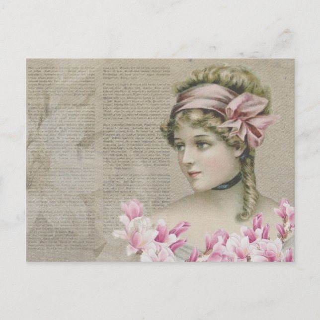 Viktorianisch Steampunk Lady Pink Zeitung Postcard Postkarte (Vorderseite)