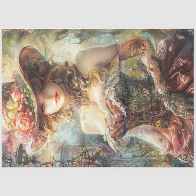 Viktorianisch Steampunk Lady Seidenpapier (Vorderseite)