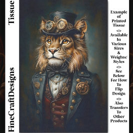 Viktorianisch Steampunk Lion Portrait CH9 Decoupag Seidenpapier