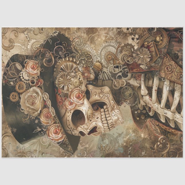 Viktorianisch Steampunk Skull Seidenpapier (Vorderseite)