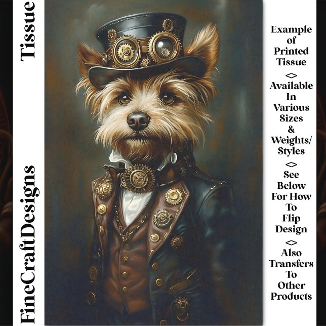 Viktorianisch Steampunk Yorkie Portrait CJ1 Decoup Seidenpapier (Von Creator hochgeladen)