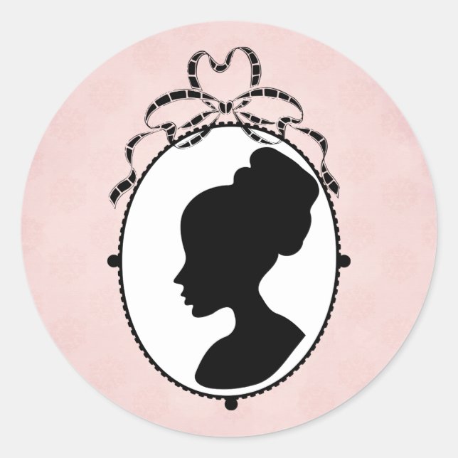 Viktorianisch Style 60er Cameo Runder Aufkleber (Vorderseite)