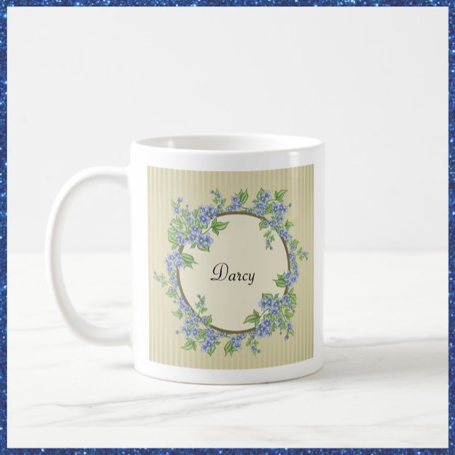 Viktorianisch Style Blue Blume Wreath Kaffeetasse (Von Creator hochgeladen)