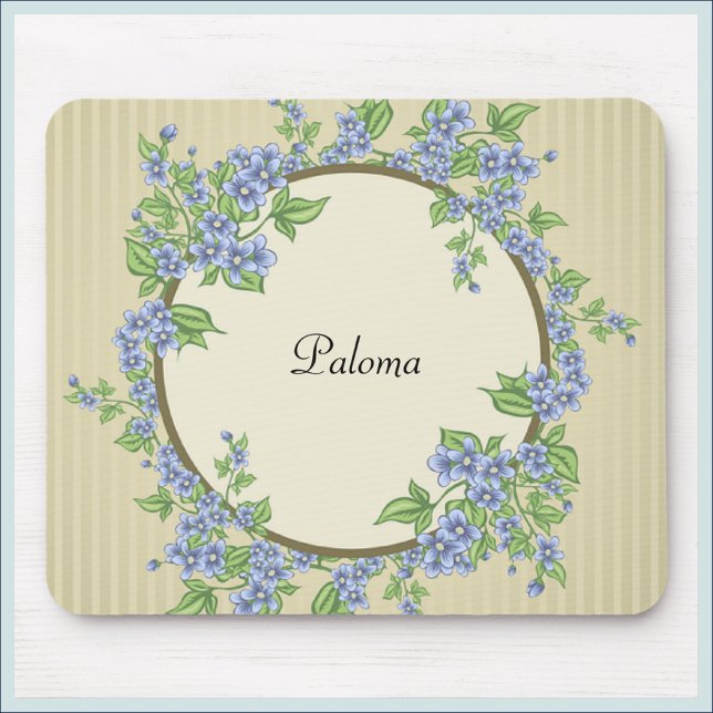 Viktorianisch Style Blue Blume Wreath Mousepad (Von Creator hochgeladen)