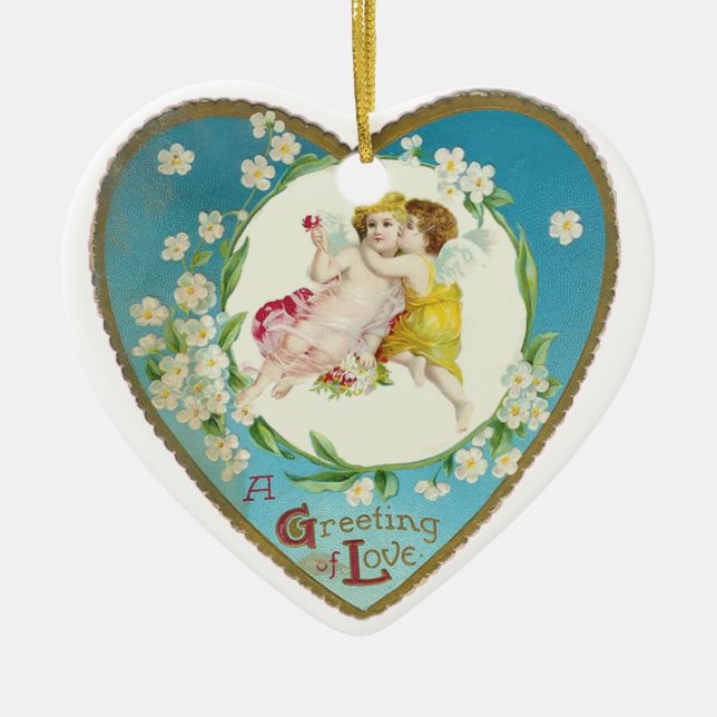 Viktorianisch Valentine ein Gruß an die Liebe Keramikornament (Vorne)