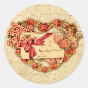 Viktorianisch Valentine Runder Aufkleber