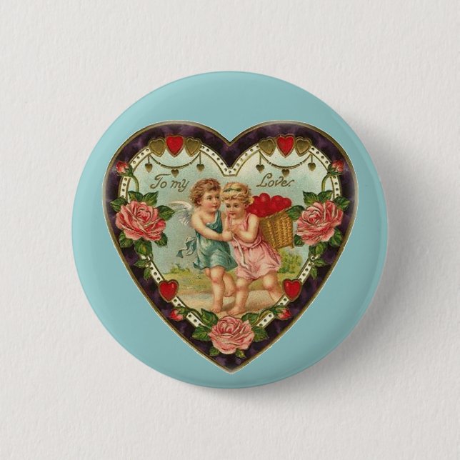 Viktorianisch Valentine zu meiner Liebe II Button (Vorderseite)