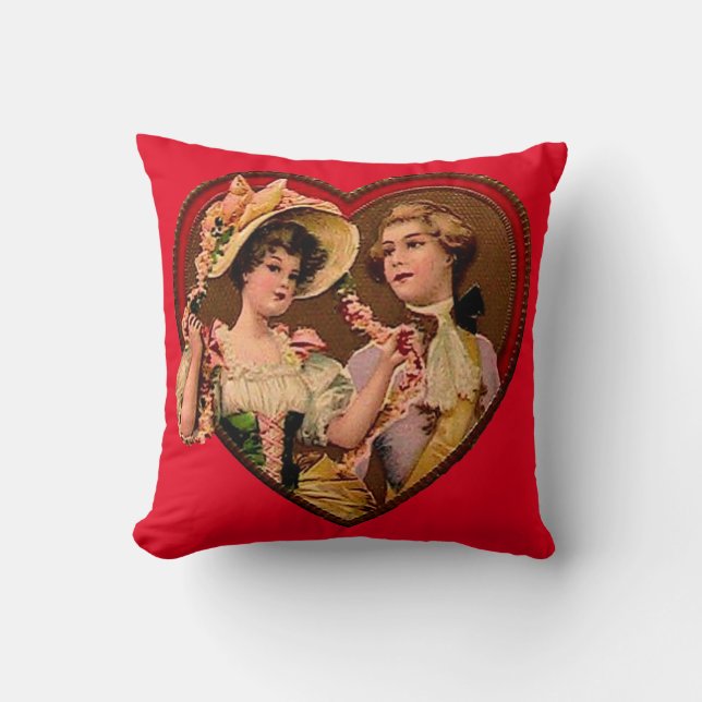 Viktorianisch Valentines Couple Pillow Kissen (Vorderseite)