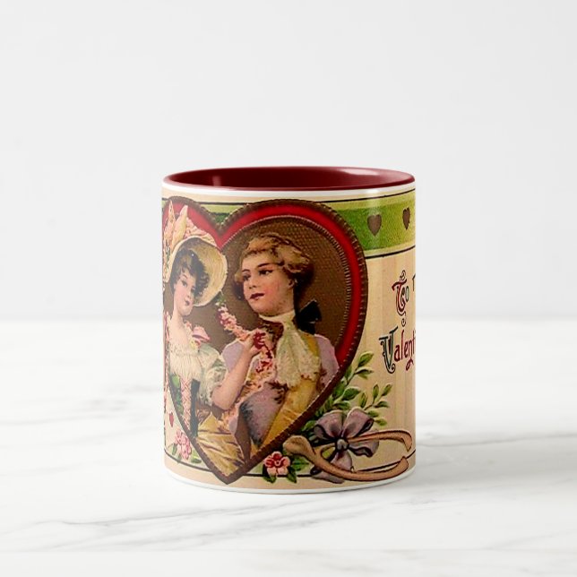 Viktorianisch Valentines Couple Zweifarbige Tasse (Mittel)