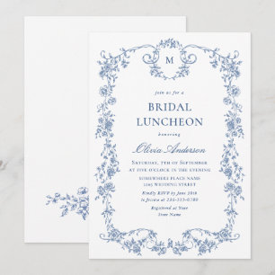 Viktorianisch Verziert Grace Dusty Blue BRIDAL LUN Einladung