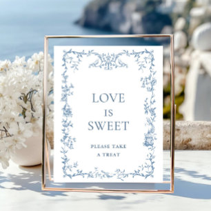 Viktorianisch verzierte staubblaue Blumige Liebe i Poster