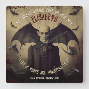 Viktorianisch Vintage Dracula Vampire Kiss Gothic Quadratische Wanduhr