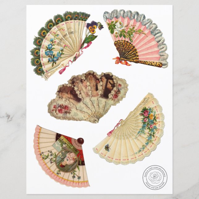 Viktorianisch Vintage Fans Cutouts - Scrapbook Pap (Vorderseite)