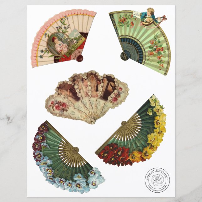 Viktorianisch Vintage Fans Cutouts - Scrapbook Pap (Vorderseite)