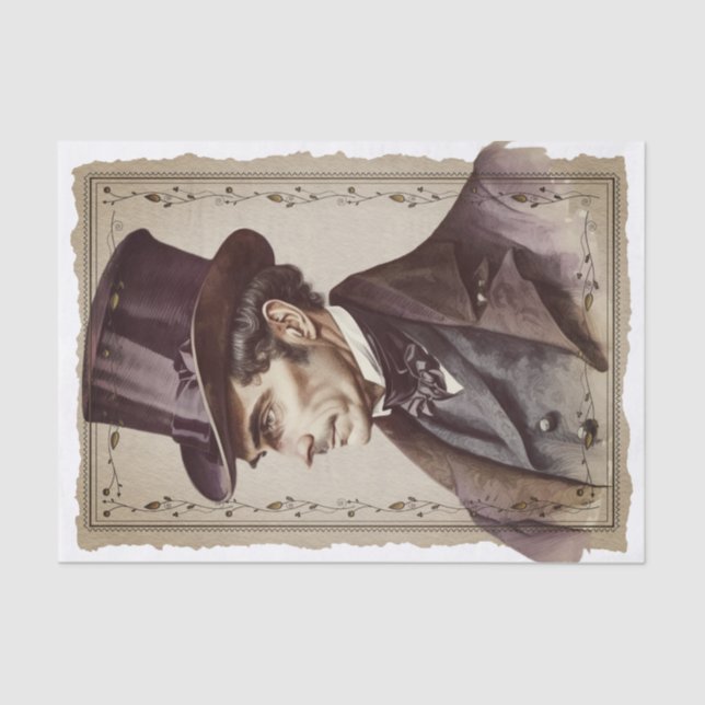 Viktorianisch Vintage Gentlemen Portrait Decoupage Seidenpapier (Vorderseite)