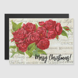Viktorianisch Vintage Rote Rose Bouquet Card Magnetkarte