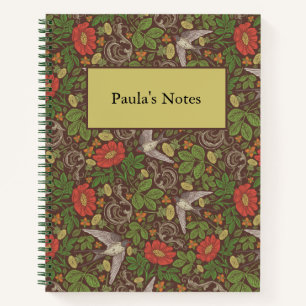 Viktorianisch Vintager Red Daisy Bird English Gard Notizbuch