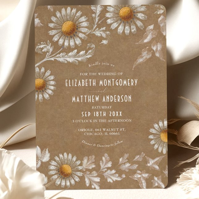 Viktorianisch White Daisy Filigree Kraft Wedding Einladung (Von Creator hochgeladen)