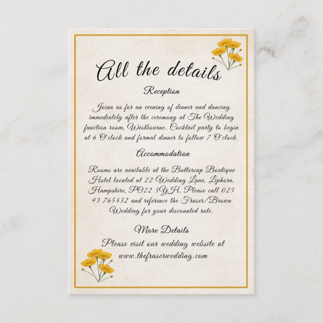 Viktorianisch Wiesengelb - Gehäusekarte Begleitkarte (Vorderseite)