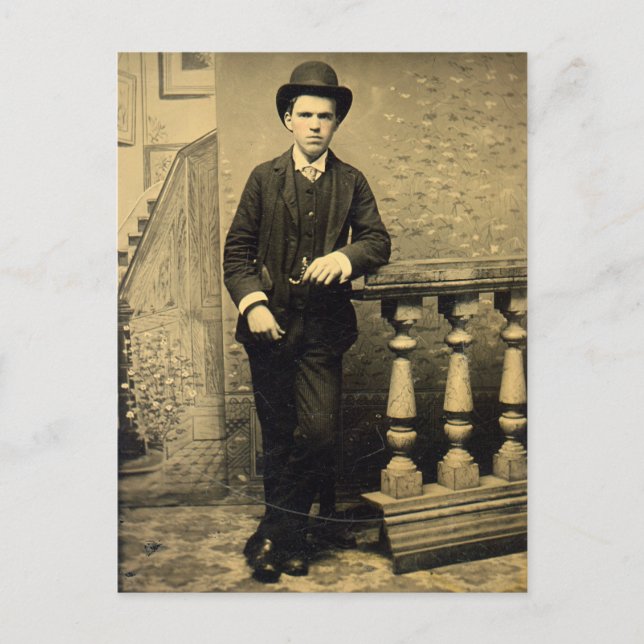 Viktorianisch Young Man Old Tintype Fotograf Postkarte (Vorderseite)