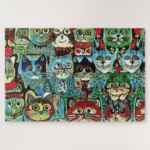 Viktorianische anthropomorphe Katzen in erdigen Fa Puzzle