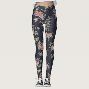 Viktorianische antike rosa Rosenflotte  Leggings