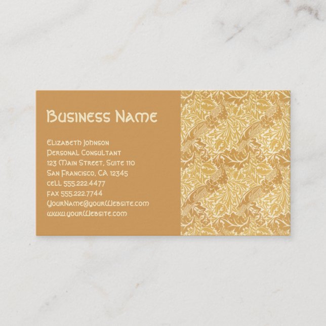 Viktorianische antike William Morris Blume Florenz Visitenkarte (Vorderseite)