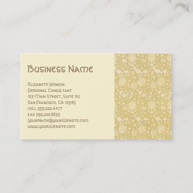 Viktorianische antike William Morris Blume Florenz Visitenkarte (Vorderseite)