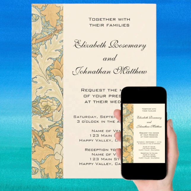 Viktorianische antike William Morris St. James Flo Einladung (Antique Victorian William Morris St. James Floral Invitation)