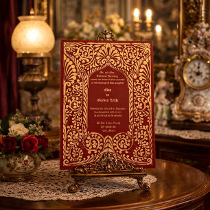 Viktorianische Ära 1856 Art Nouveau Laubwerk Einladung