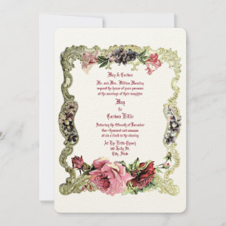 Viktorianische Ära 1891 Barock Rokoko Style Floral Einladung