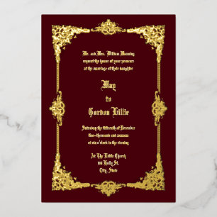 Viktorianische Ära 1896 Elegante Verzierte Rahmen Folieneinladung