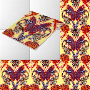 Viktorianische Ära 1899 Art Nouveau Schmetterlings Fliese