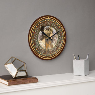 Viktorianische Ära Jugendstil Brünette Frau von Mu Große Wanduhr