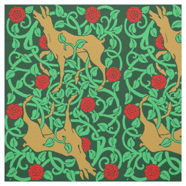 Viktorianische Ära Jugendstil Hirsch und Rose Stoff (Muster)