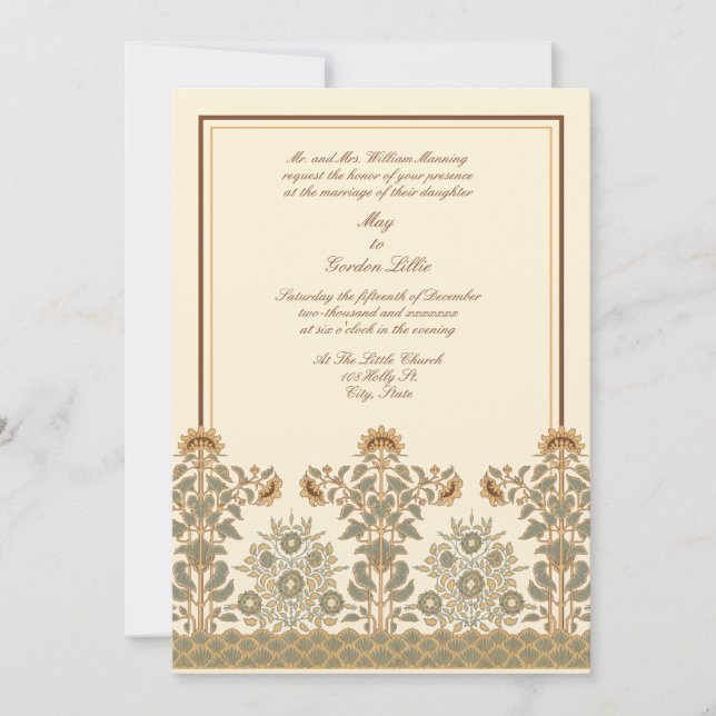 Viktorianische Ära Jugendstil Sonnenblumen Hochzei Einladung (Vorderseite)