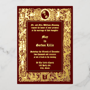 Viktorianische Ära Neo Renaissance Cherubs Wedding Folieneinladung