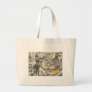 Viktorianische Bade-Schönheit Kraken Vintage Surre Jumbo Stoffbeutel