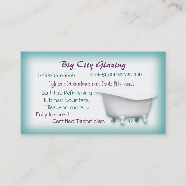 Viktorianische Badewannen-Geschäftskarte fertigen Visitenkarte (Vorderseite)