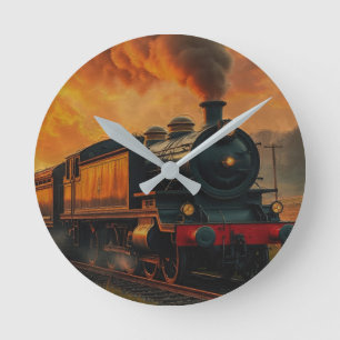 Viktorianische Bahnreise - Dampfzug Runde Wanduhr