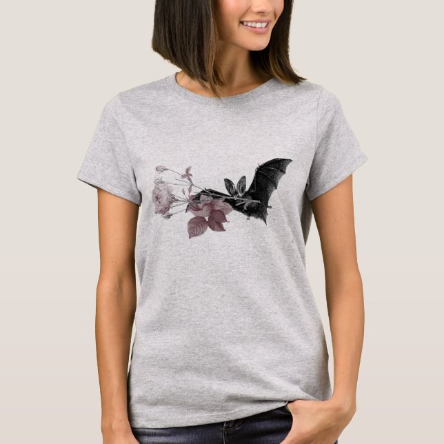 Viktorianische Bat-Illustration mit kunstvoller Ro T-Shirt (Vorderseite)