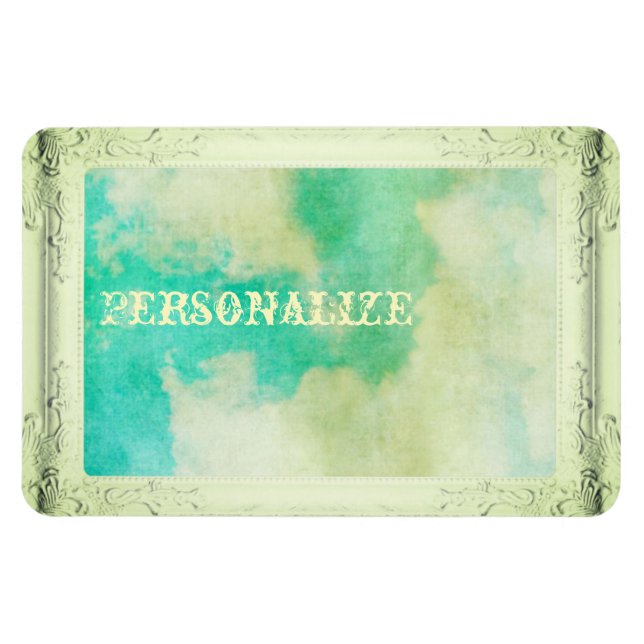 Viktorianische Bilderrahmen-Wolke aquamarine Sahne Magnet (Horizontal)