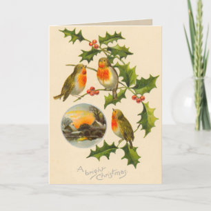 Viktorianische Bird-Weihnachtskarte Feiertagskarte