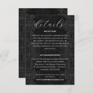 Viktorianische Black Moody-Hochzeitsinformationen Begleitkarte