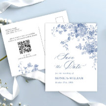 Viktorianische blaue Blumenhochzeit speichern das