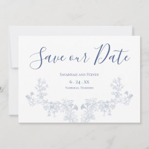 Viktorianische blaue Flora Save the Date