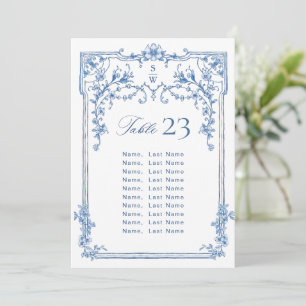 Viktorianische Blue Seating Chart Card Karte